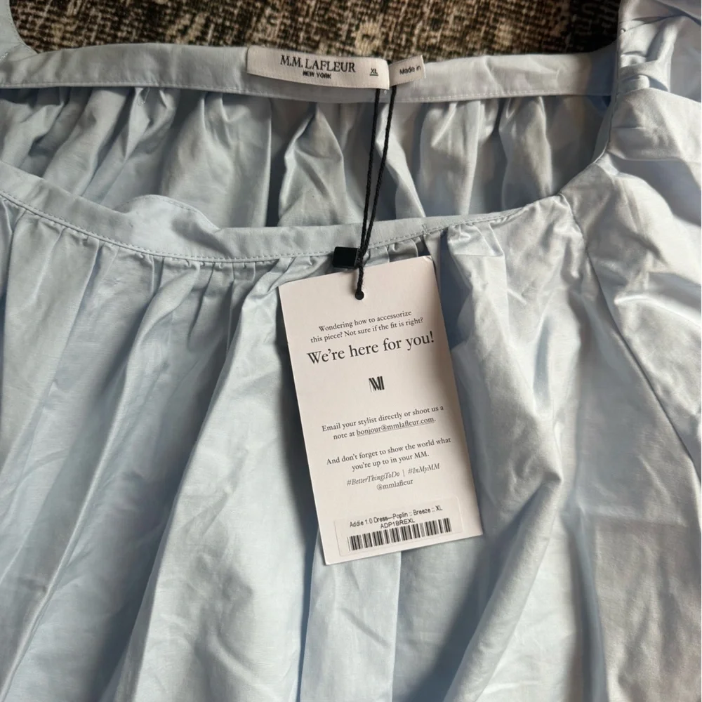 MM. LaFleur ADDIE Light Blue Puff Sleeve Peasant Dress